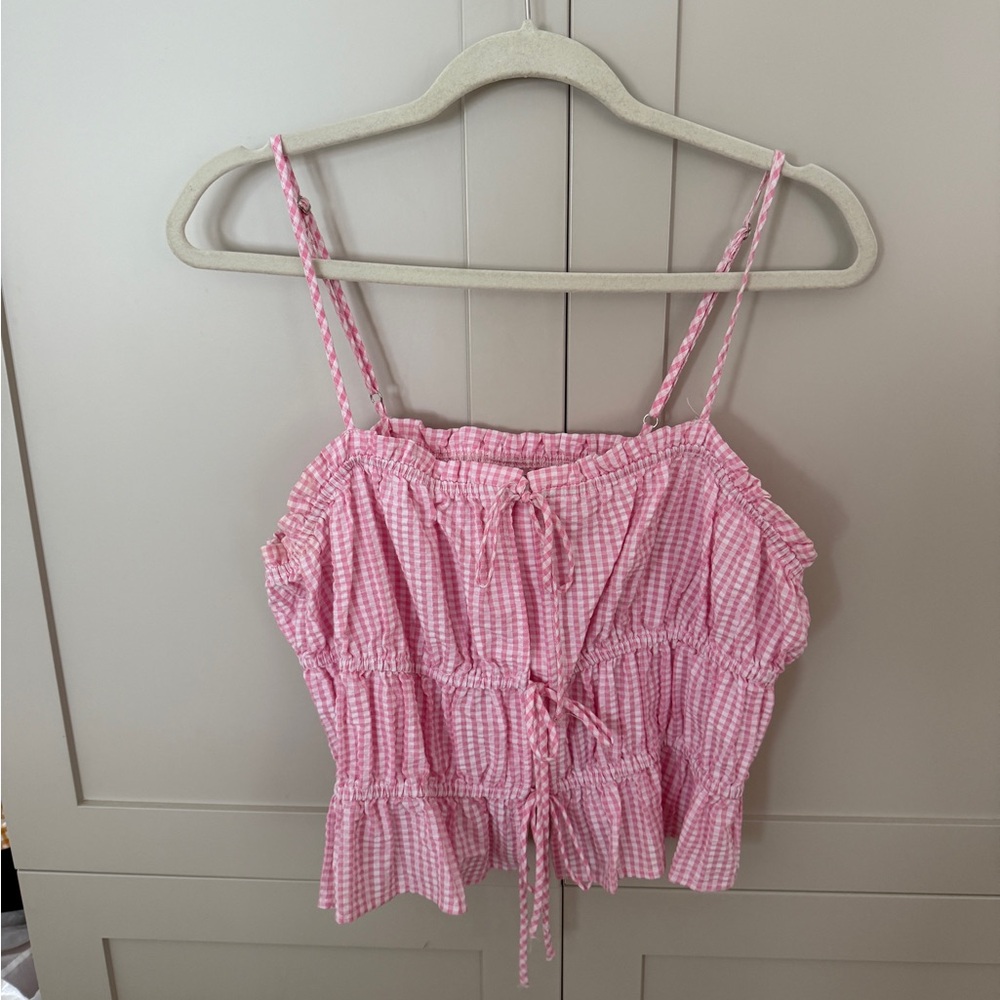 Pink and White Gingham 2 Piece Set Skirt and Top
